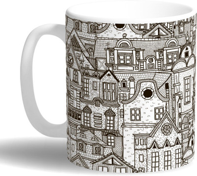 

PRINT OPERA Congested City Ceramic Mug(330 ml), Multicolor