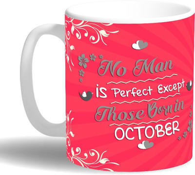 

PRINT OPERA Perfect Man Born in October Ceramic Mug(330 ml), Multicolor