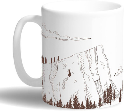 PRINT OPERA White Hill Painting Ceramic Mug(330 ml), Multicolor