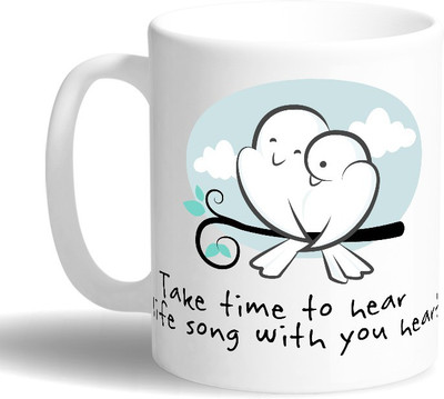 

PRINT OPERA Loving Bird Ceramic Mug(330 ml), Multicolor