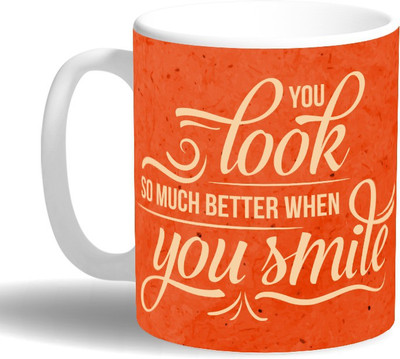 

PRINT OPERA Looking Better When Smile Ceramic Mug(330 ml), Multicolor