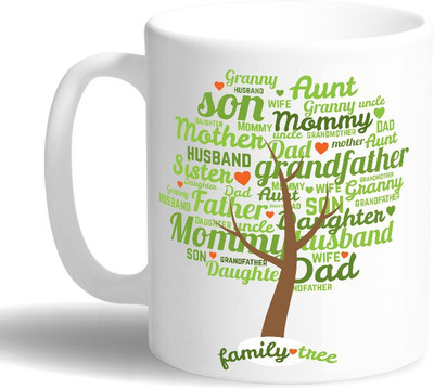 PRINT OPERA Family Tree Ceramic Mug(330 ml), Multicolor