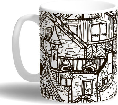 

PRINT OPERA Blueprint Ceramic Mug(330 ml), Multicolor