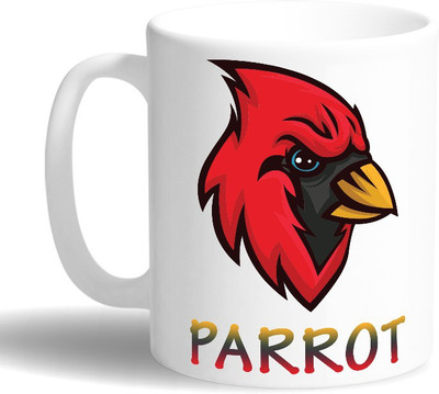 

PRINT OPERA Red Parrot Ceramic Mug(330 ml), Multicolor