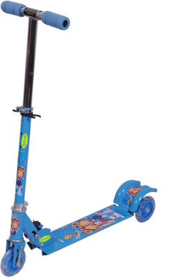 

BabyGo Height Adjustable Folding Kick Kids Scooty Scooter with Shockers and Light in Wheels (Blue)(Blue)