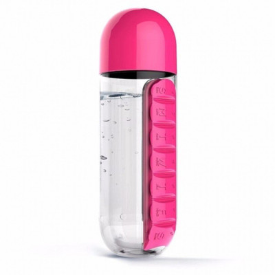 

VibeX ™ Medicine Tablet Storage Case Container Water Bottle Outdoor Hiking Pill Box(Pink)