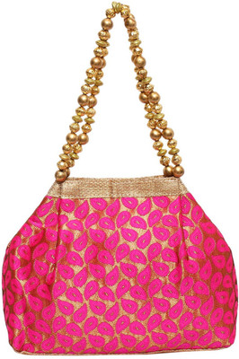 

Bagaholics Ethnic Silk Potli Batwa Potli(Pink, Gold), Gold;pink