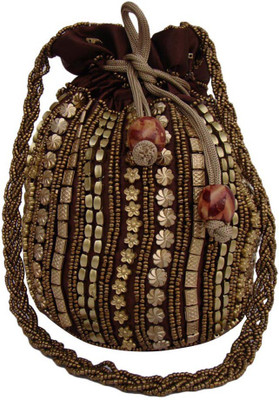 

The Living Craft The Living Craft Chain-Stitch-Style Beaded Satin Potli Potli(Multicolor)