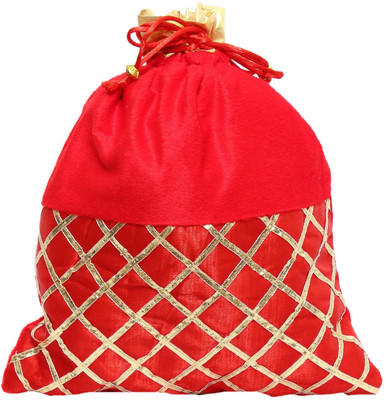 

Bagaholics Ethnic Silk Potli Batwa Potli(Red, Gold), Gold;red