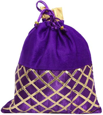 

Bagaholics Ethnic Silk Potli Batwa Potli(Purple, Gold), Gold;purple