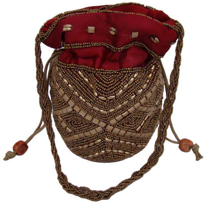 

The Living Craft The Living Craft Satin Potli with heavy bead work Potli(Multicolor)