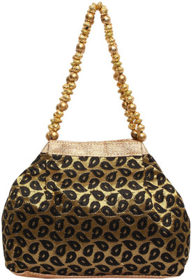 

Bagaholics Ethnic Silk Potli Batwa Potli(Black, Gold)