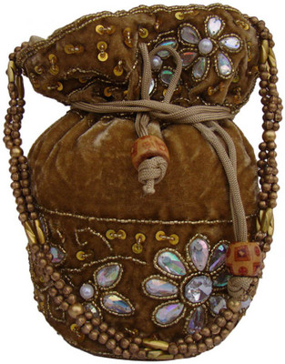 

The Living Craft The Living Craft Velvet Potli with heavy beads & Stone work Potli(Multicolor)