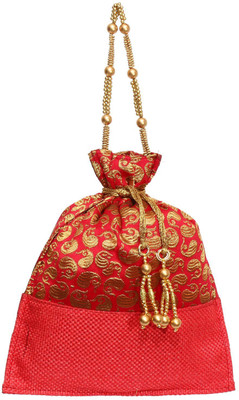 

Bagaholics Ethnic Jute Potli Batwa Potli(Red, Gold), Gold;red