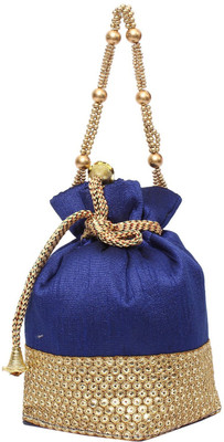 

Bagaholics Ethnic Silk Potli Batwa Potli(Blue, Gold)