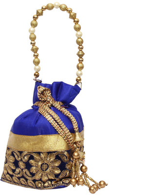 Bagaholics Ethnic Silk Potli Batwa Potli(Blue, Gold)
