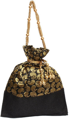 

Bagaholics Ethnic Jute Potli Batwa Potli(Black, Gold)