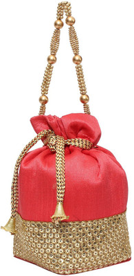 

Bagaholics Ethnic Silk Potli Batwa Potli(Pink, Gold), Gold;pink