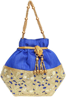 

Bagaholics Ethnic Silk Potli Batwa Potli(Blue)