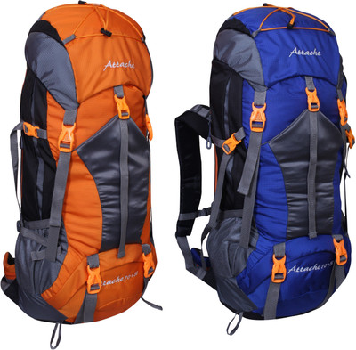 

Attache 1025R Hiking Backpack (Orange & Royal Blue) Set of 2 With Rain Cover … Rucksack - 70 L(Multicolor)
