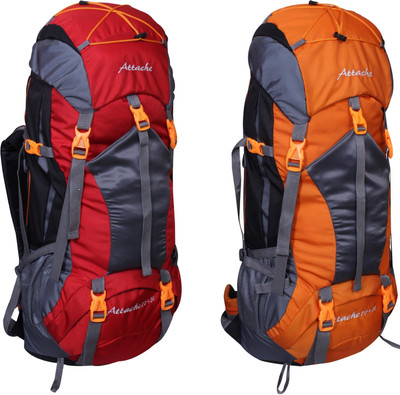 

Attache 1025R Hiking Backpack (Red & Orange) Set of 2 With Rain Cover … Rucksack - 71 L(Multicolor)