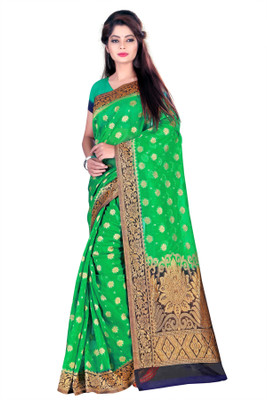 

Weavedeal Embellished Kanjivaram Silk Cotton Blend Saree(Green)