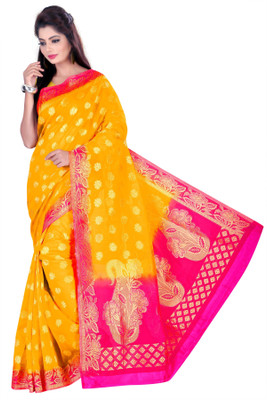 

Weavedeal Embellished Kanjivaram Silk Cotton Blend Saree(Orange)