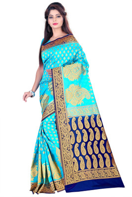 

Weavedeal Embellished Kanjivaram Silk Cotton Blend Saree(Light Blue)