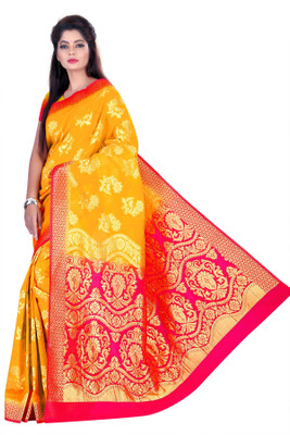 

Weavedeal Embellished Kanjivaram Silk Cotton Blend Saree(Orange)