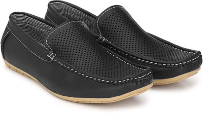 

Levanse Laser cut casuals Loafers For Men(Black, Matte black