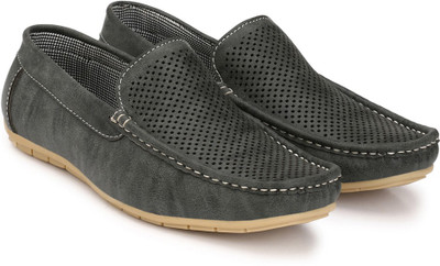 

Levanse Laser cut casuals Loafers For Men(Grey, Matte grey