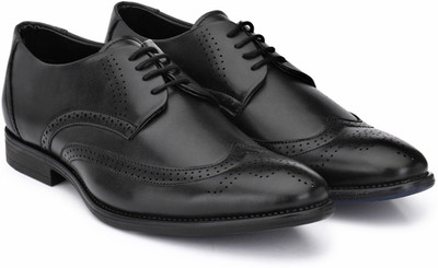 

Levanse Designer Brogue Lace Up For Men(Black, Matte black