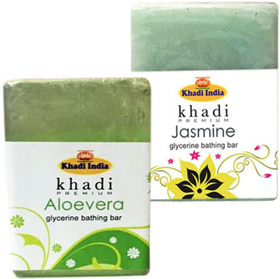 

Kangra Valley Khadi Premium Glycerine Bathing Bar, 125g each (Pack of 2) - Aloevera, Jasmine(250 g, Pack of 2)