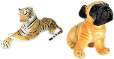 

ManoJ Enterprises Fashionble Gift Soft Stuff Combo Tiger & PG-Dog 26 Cm - 14 inch(Brown)