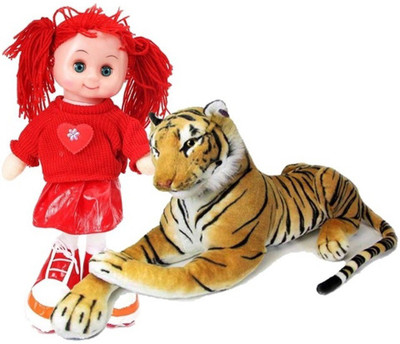 

ManoJ Enterprises Fashionble Gift Soft Stuff Dora Doll & Tiger 35 Cm - 15 inch(Brown)
