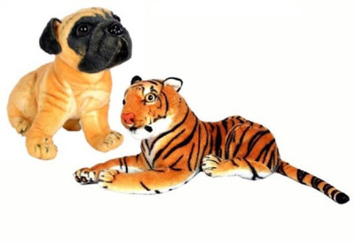 

ManoJ Enterprises Fashionble Gift Stuff Combo Tiger & PG-Dog 32 Cm - 12 inch(Brown)