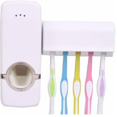 

Techdizi Automatic Toothpaste Dispenser Holder Plastic Toothbrush Holder(White, Wall Mount)