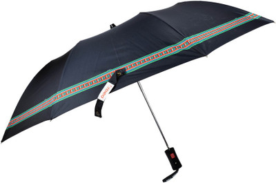

Fendo 2 fold black silver with colorfull border for men Umbrella(Black, Silver)