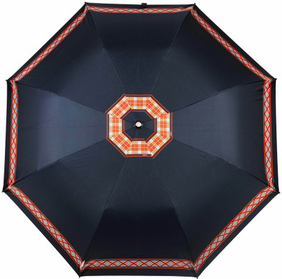 

Fendo 2 fold auto open check border for gents Umbrella(Black, Silver)