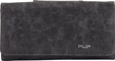 

FLIP Women Grey Genuine Leather Wallet(10 Card Slots)
