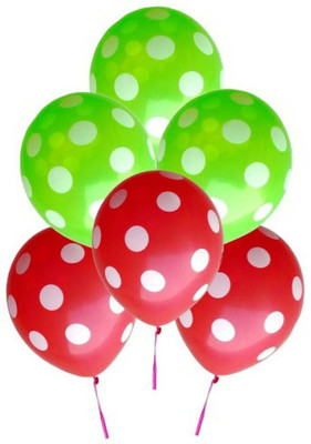 

PartyballoonsHK Printed Polka Dot Red & Green Birthday Party Balloon(Red, Green, Pack of 30)