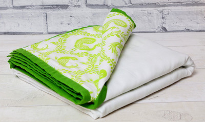 

Tura Turi Motifs  Swadding Baby Blanket(Cotton, Green, White