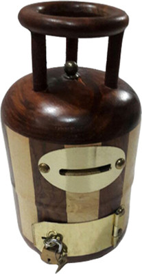 

india wooden handi craft India wooden handicraft cylinder money bank Coin Bank(Multicolor)