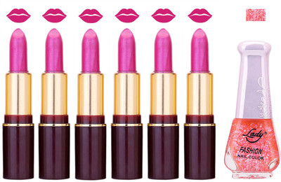 Lady Fashion Multi Make Up Combo Lips & Nails 2202101819(Set of 7)