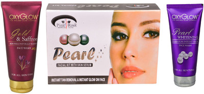

Pink Root PEARL MINI FACIAL KIT WITH PEARL WHITENING FACE WASH & GOLD & SAFFRON FACE WASH(Set of 3)