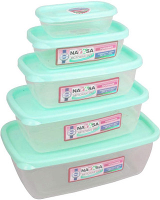 

Nayasa MICROWAVE-SAFE - 1100 ml, 150 ml, 300 ml, 680 ml, 1800 ml Plastic Grocery Container(Pack of 5, Green)