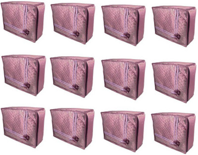 

Addyz Transparent Pack of 12 Pcs Large Satin Saree Salwar Suit Kamiz Cover Storage Bag(Purple)