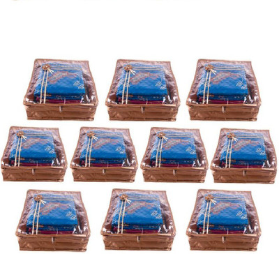 

Addyz Storage Bag Pack of 10 Pcs Large Satin Saree Salwar Suit Kamiz Cover Front Transparent(Golden)