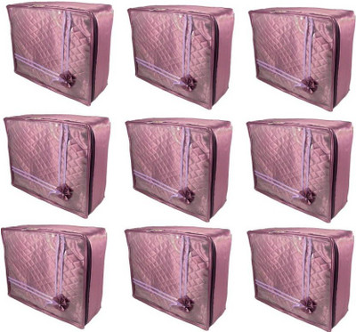 

Addyz Transparent Pack of 9 Pcs Large Satin Saree Salwar Suit Kamiz Cover Storage Bag(Purple)