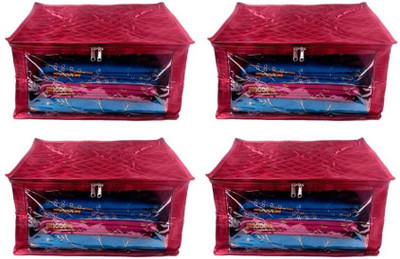 

Addyz Plain Pack of 4 Pisces Plain Large Satin Saree Salwar Suit Kamiz Cover Storage Bag(Maroon)